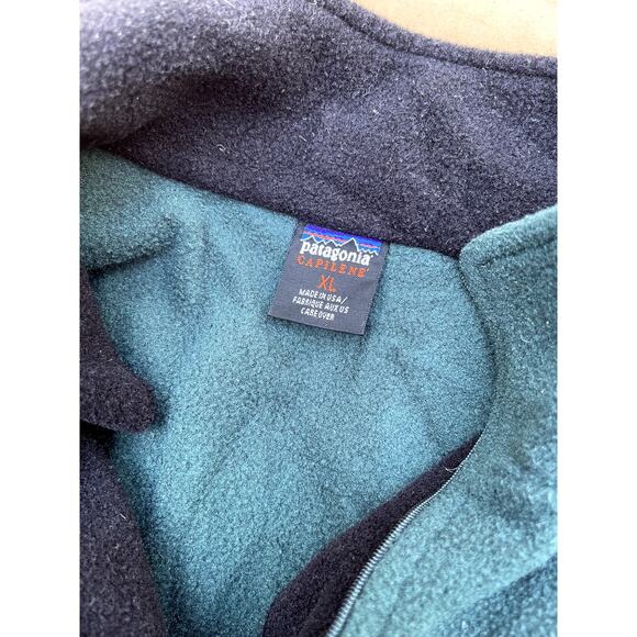 VTG Patagonia Capilene Jacket XL Green Blue Fleece 1/4 Zip Outdoor Pullover USA - Picture 4 of 7